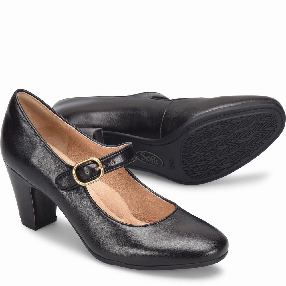 NEW! Sofft Leslie Mary Jane Pump in Black Leather - Size 10M Women's Heels